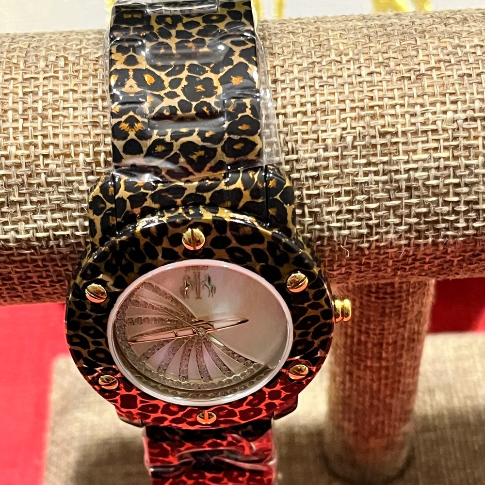JIVAGO NIB AUTHENTIC LEOPARD & TORTOISE STYLE STAINLESS STEEL WATCH - Picture 4 of 15